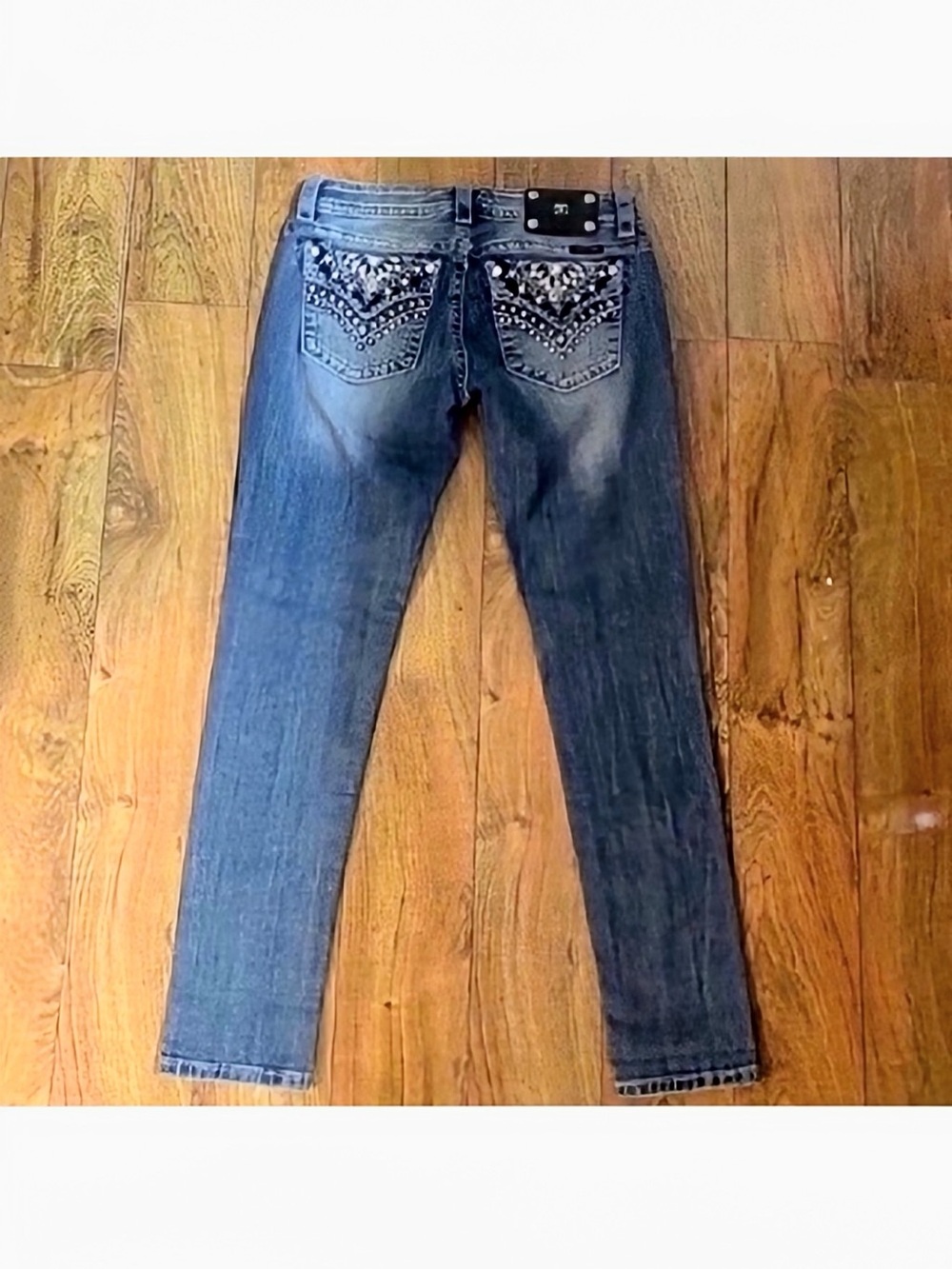 Gorgeous Y2K Miss Me Signature Skinny Jeans With Embellished Pockets 31” Inseam